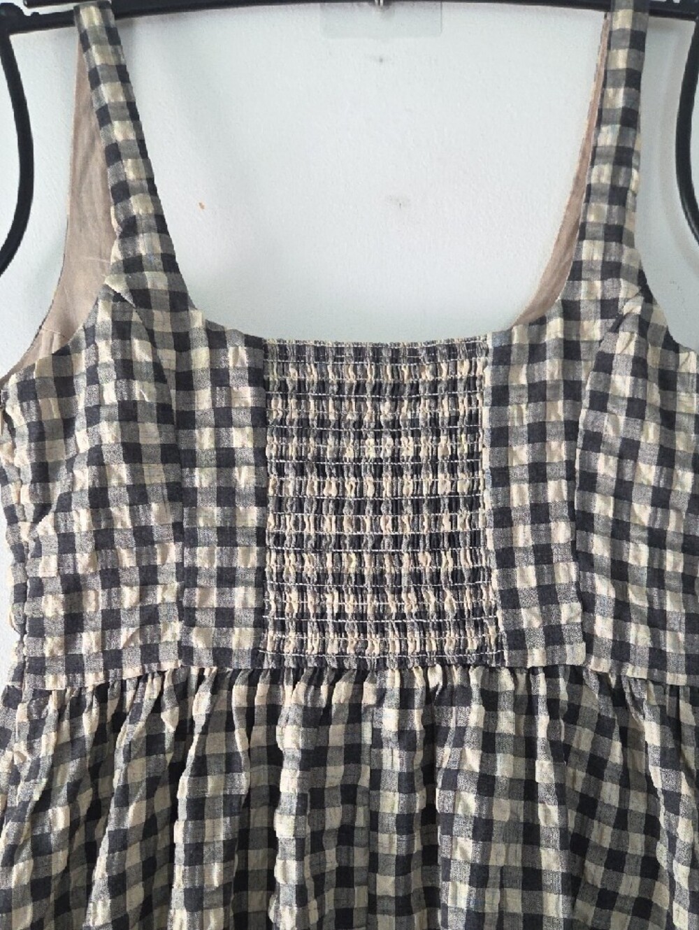 Princess Polly Plaid Check Gingham Cotton Maxi Dress Tan Black 6 Nwt - Picture 6 of 11